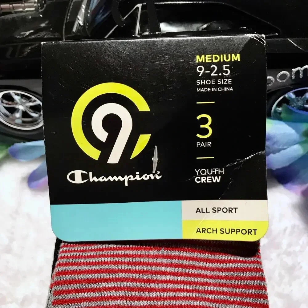 Champion C9 NWT 3 Pairs Crew Socks Kids M (9-2.5)
